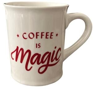 Starbucks Coffee Is Magic Mug 12oz Red White Ceramic Cup Holiday Rare